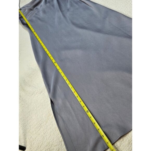 Express Elegant Gray Satin Cowl Neck Spaghetti Strap Midi Dress - Picture 3 of 10